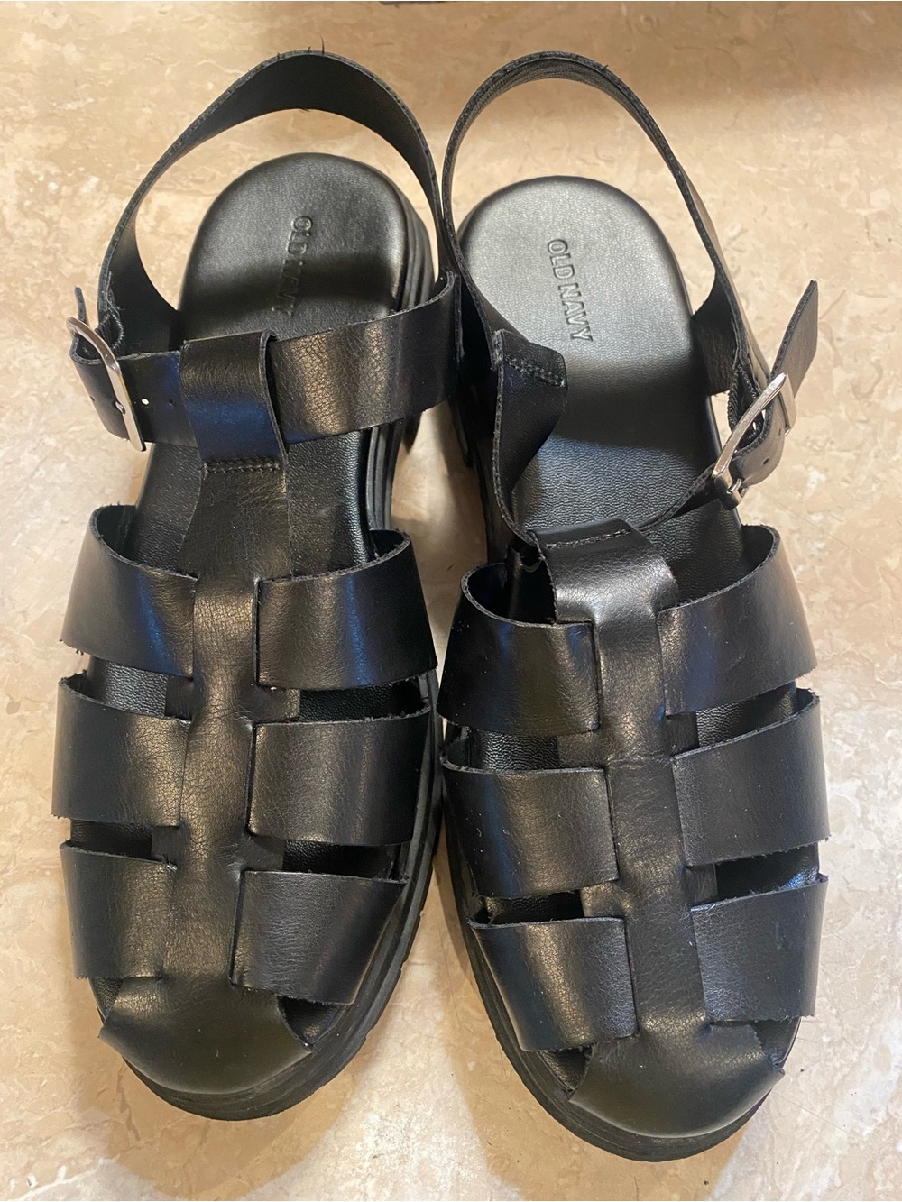 Old Navy Black Woven Slingback Sandals with Buckle